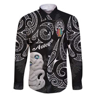 Kia Hara Te reo Maori Family Matching Short Sleeve Bodycon Dress and Hawaiian Shirt Manaia Moko Pattern LT7 Dad's Shirt - Long Sleeve Black - Polynesian Pride