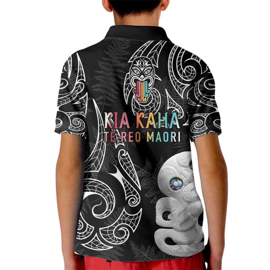 Kia Hara Te reo Maori Kid Polo Shirt Manaia Moko Pattern