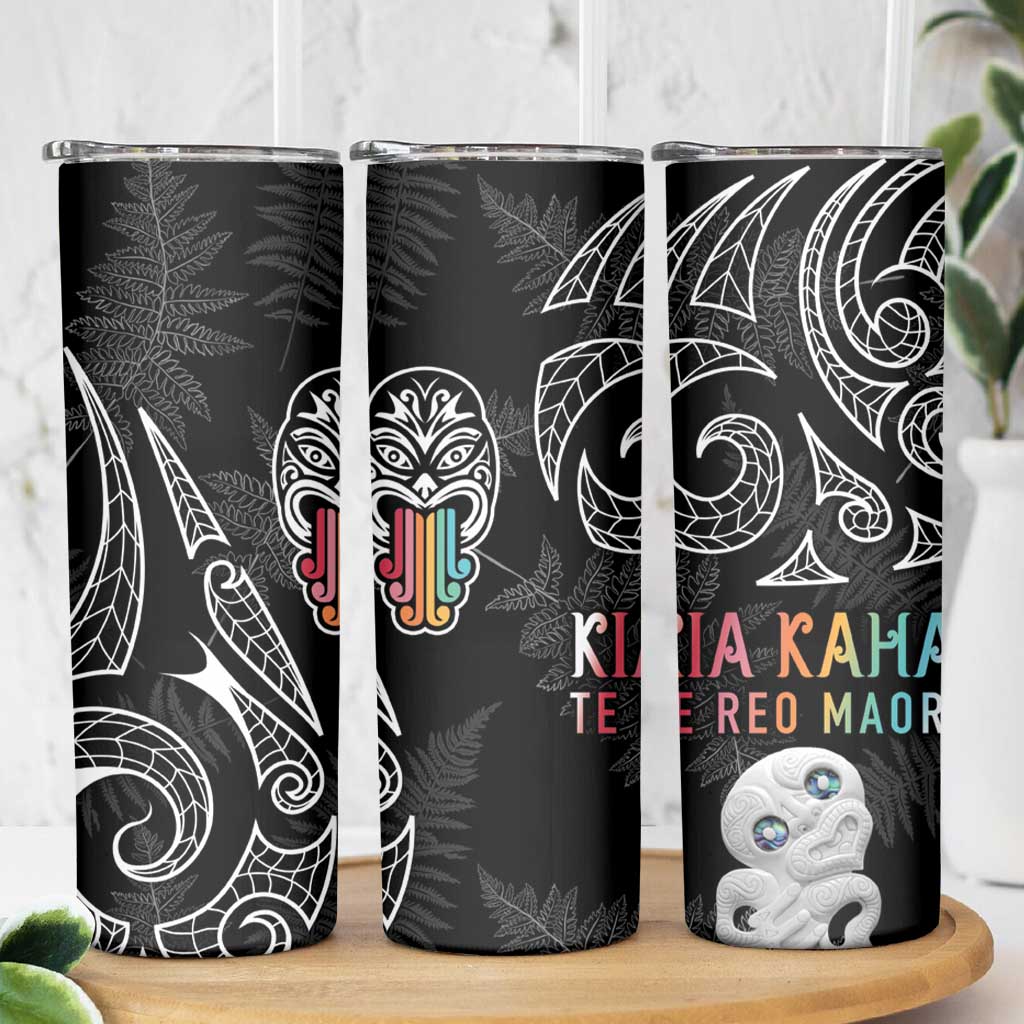Kia Hara Te reo Maori Skinny Tumbler Manaia Moko Pattern LT7 - Polynesian Pride
