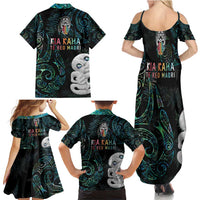 Kia Hara Te reo Maori Family Matching Summer Maxi Dress and Hawaiian Shirt Manaia Moko Mix Paua Shell LT7 - Polynesian Pride