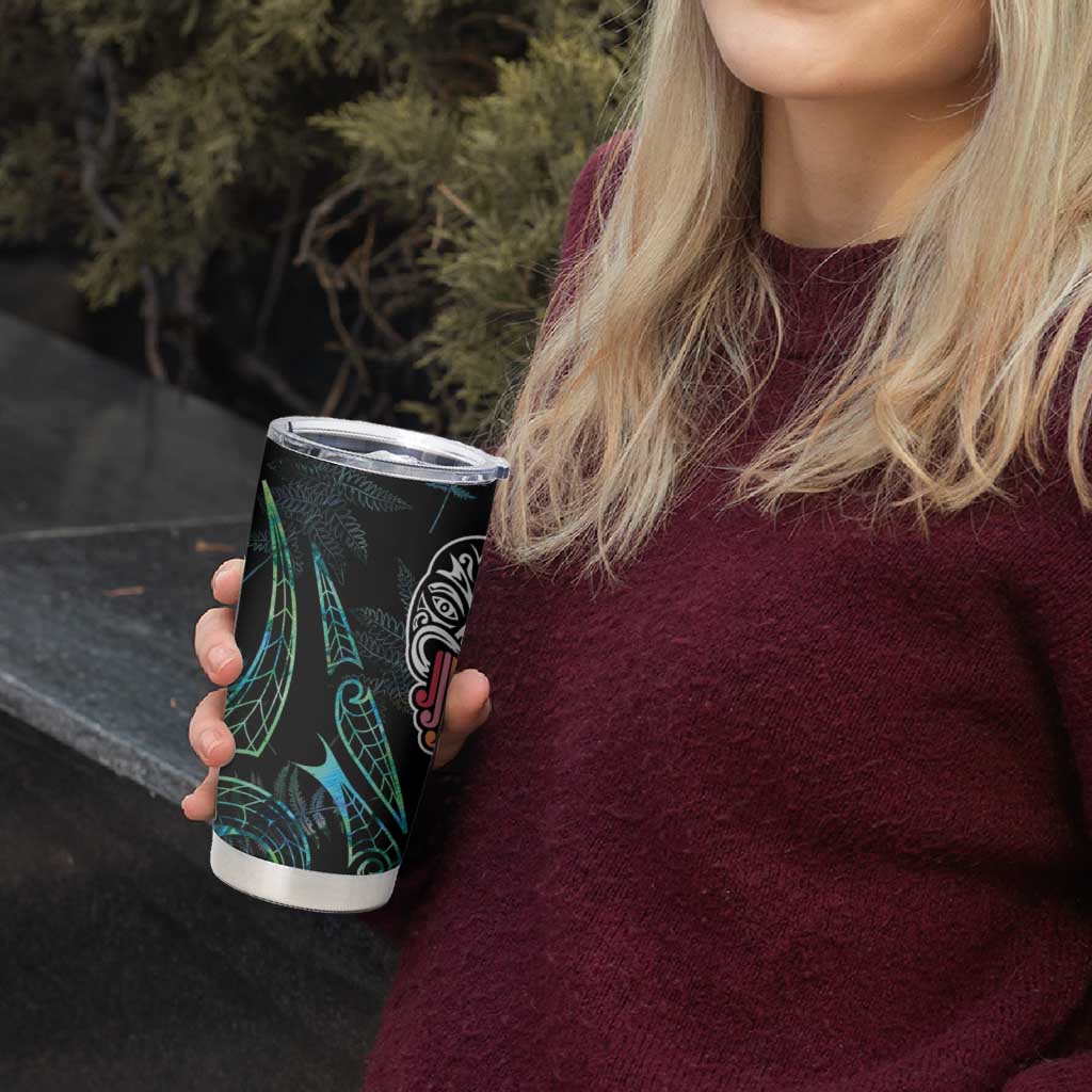 Kia Hara Te reo Maori Tumbler Cup Manaia Moko Mix Paua Shell