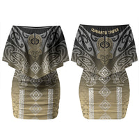 Aotearoa Maori Iwi Heritage Couples Matching Off Shoulder Short Dress and Hawaiian Shirt Waikato Tainui Parauri LT7 - Polynesian Pride