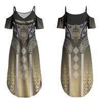 Aotearoa Maori Iwi Heritage Couples Matching Summer Maxi Dress and Hawaiian Shirt Waikato Tainui Parauri LT7 - Polynesian Pride