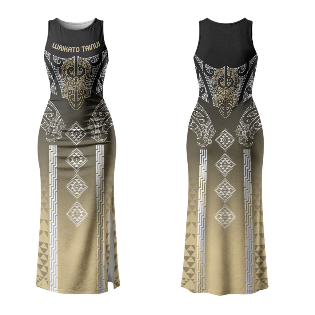 Aotearoa Maori Iwi Heritage Couples Matching Tank Maxi Dress and Hawaiian Shirt Waikato Tainui Parauri LT7 - Polynesian Pride