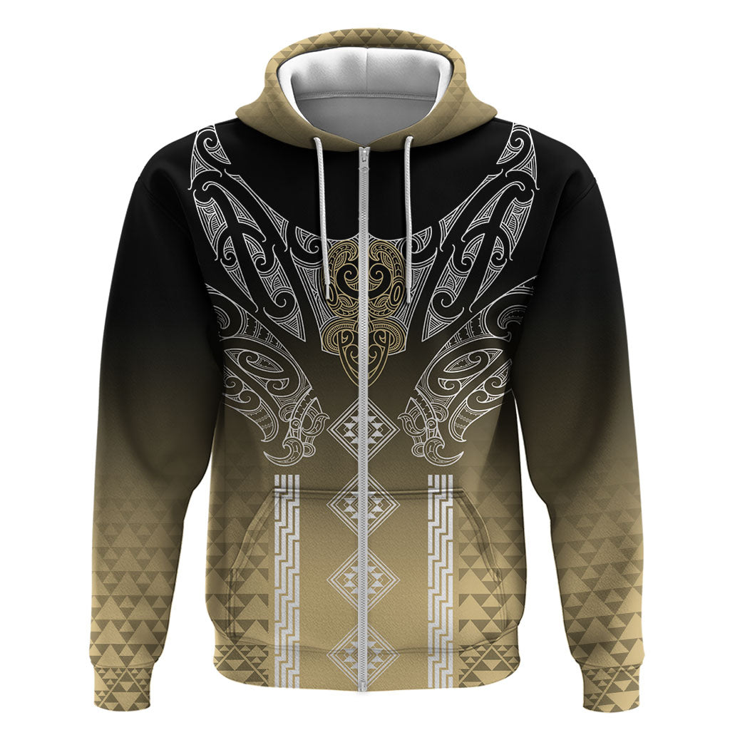 Aotearoa Maori Iwi Heritage Hoodie Waikato Tainui Parauri LT7 Zip Hoodie Earth Gold - Polynesian Pride