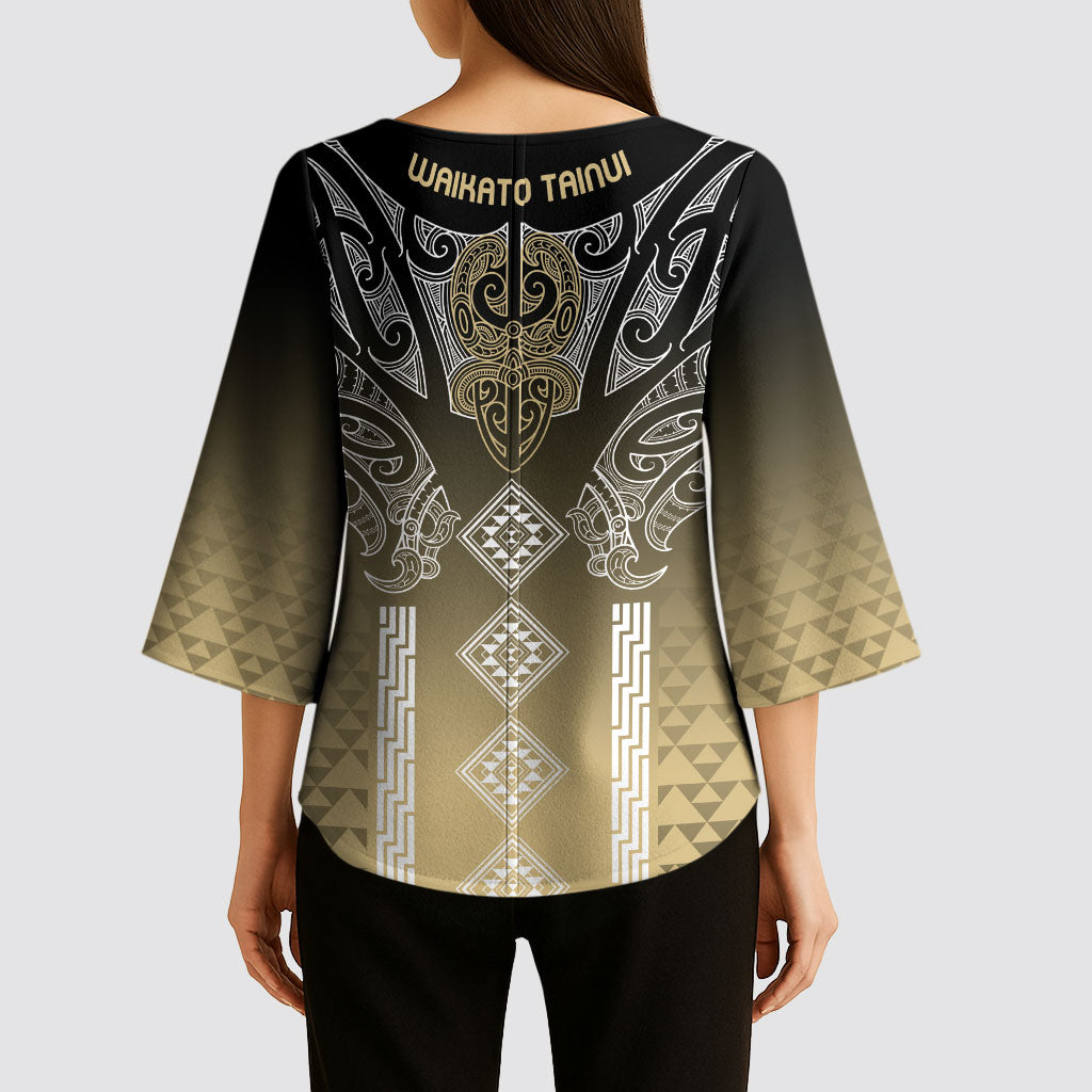 Aotearoa Maori Iwi Heritage Kimono Sleeve Blouse Waikato Tainui Parauri LT7 - Polynesian Pride