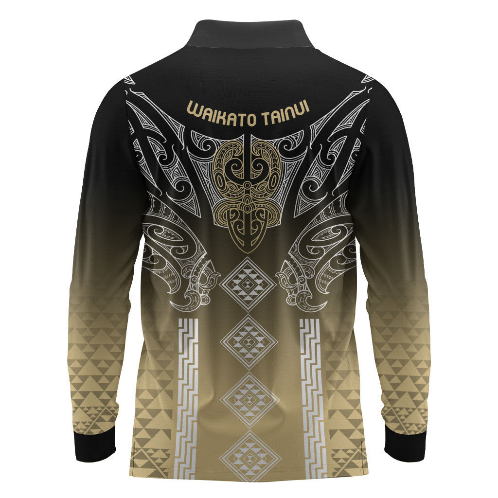 Aotearoa Maori Iwi Heritage Long Sleeve Polo Shirt Waikato Tainui Parauri LT7 - Polynesian Pride