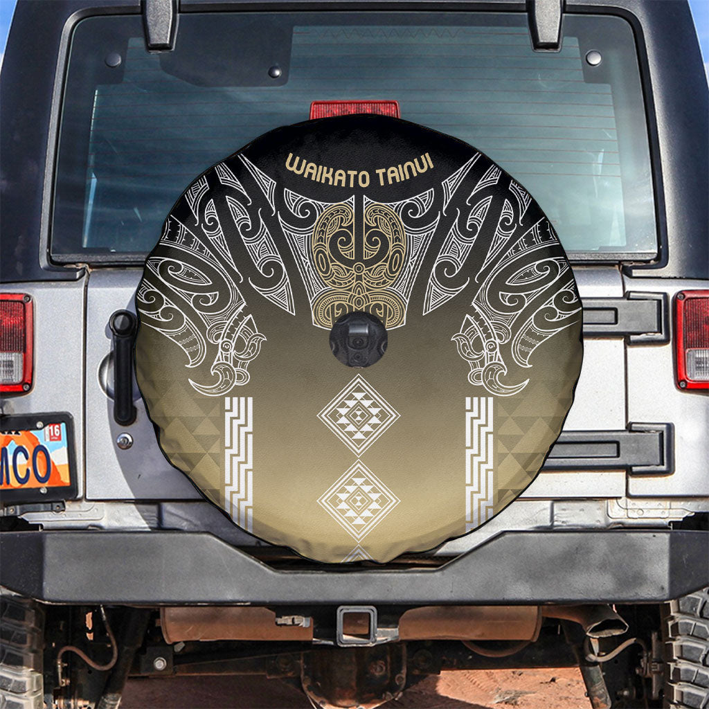 Aotearoa Maori Iwi Heritage Spare Tire Cover Waikato Tainui Parauri LT7 Earth Gold - Polynesian Pride