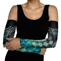Aotearoa Maori Iwi Heritage Arm Sleeves Ngati Kahungunu Paua Shell Turquoise LT7 - Polynesian Pride