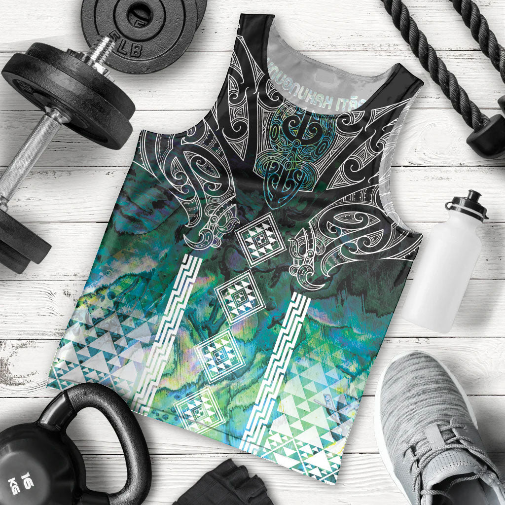 Aotearoa Maori Iwi Heritage Men Tank Top Ngati Kahungunu Paua Shell Turquoise LT7 - Polynesian Pride