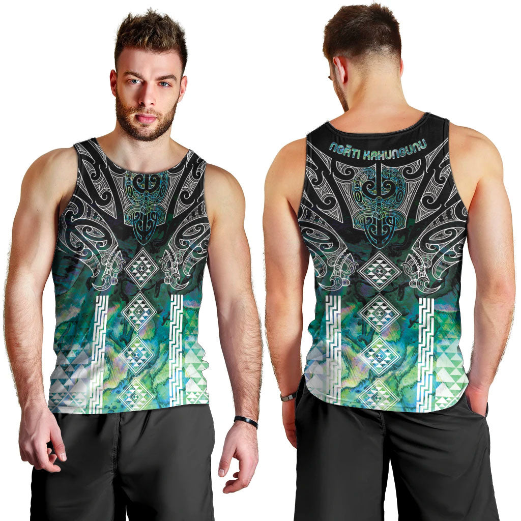 Aotearoa Maori Iwi Heritage Men Tank Top Ngati Kahungunu Paua Shell Turquoise LT7 - Polynesian Pride