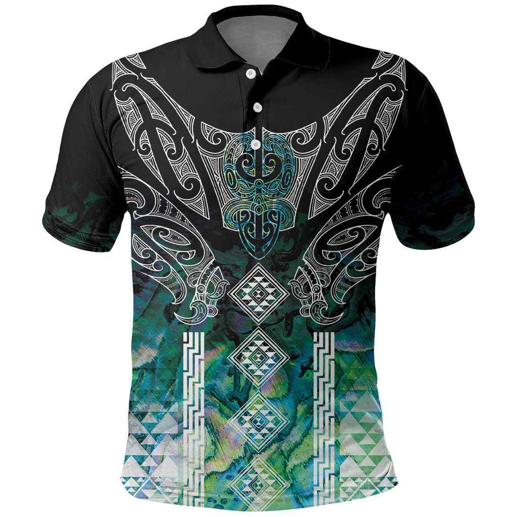 Aotearoa Maori Iwi Heritage Polo Shirt Ngati Kahungunu Paua Shell Turquoise LT7 Green Blue - Polynesian Pride