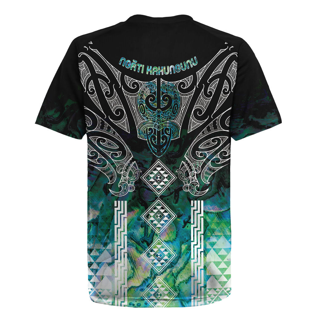 Aotearoa Maori Iwi Heritage Rugby Jersey Ngati Kahungunu Paua Shell Turquoise LT7 - Polynesian Pride