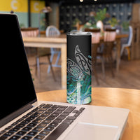 Aotearoa Maori Iwi Heritage Skinny Tumbler Ngati Kahungunu Paua Shell Turquoise LT7 - Polynesian Pride