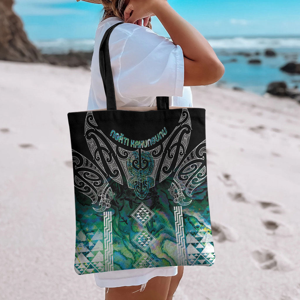Aotearoa Maori Iwi Heritage Tote Bag Ngati Kahungunu Paua Shell Turquoise LT7 - Polynesian Pride