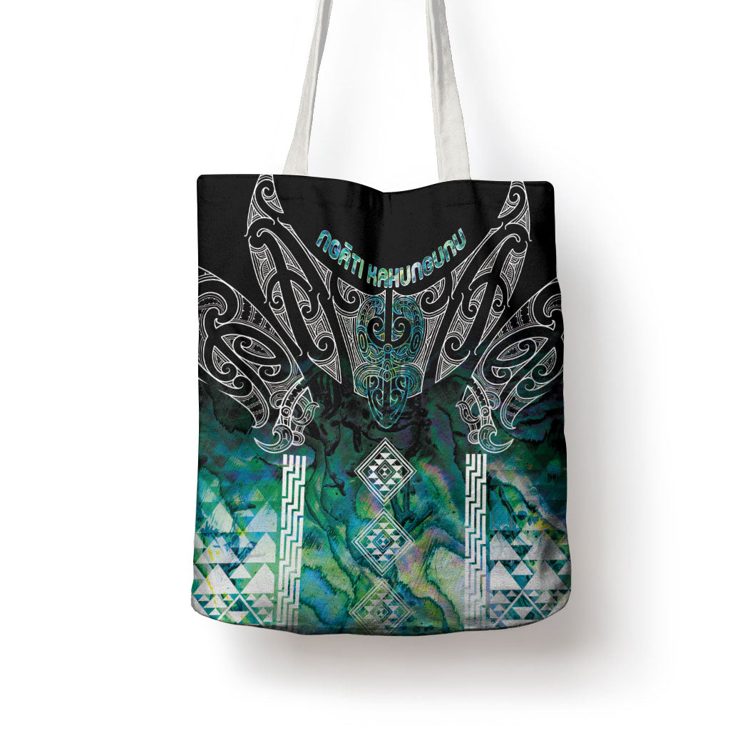 Aotearoa Maori Iwi Heritage Tote Bag Ngati Kahungunu Paua Shell Turquoise LT7 - Polynesian Pride