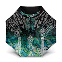 Aotearoa Maori Iwi Heritage Umbrella Ngati Kahungunu Paua Shell Turquoise LT7 One Size Folded 11.42 inch Opened Diameter 37.4 inch Green Blue - Polynesian Pride
