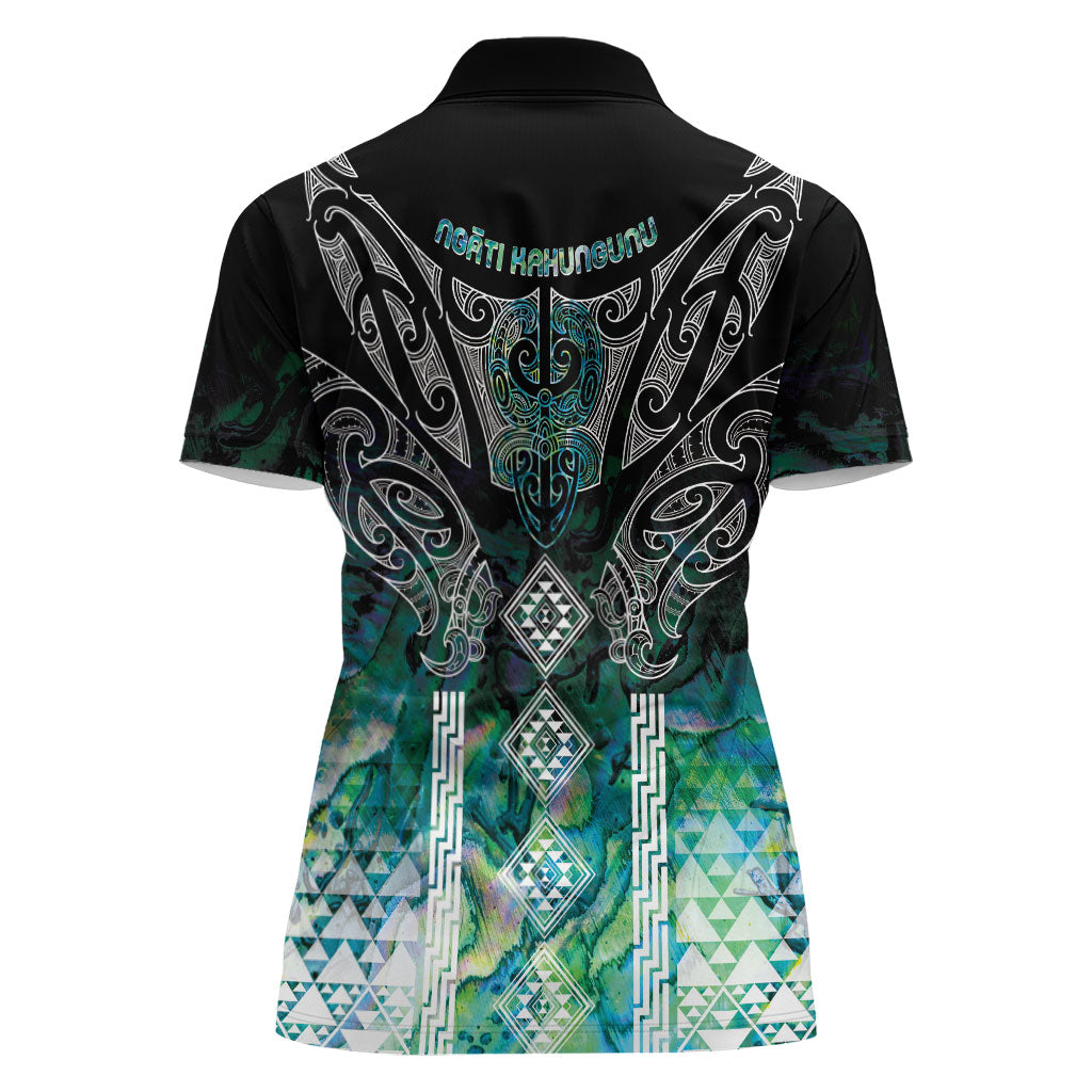 Aotearoa Maori Iwi Heritage Women Polo Shirt Ngati Kahungunu Paua Shell Turquoise LT7 - Polynesian Pride