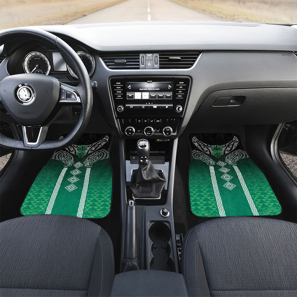 Aotearoa Maori Iwi Heritage Car Mats Ngai Tahu Pounamu Green LT7 Set 2pcs - Front Jade Green - Polynesian Pride