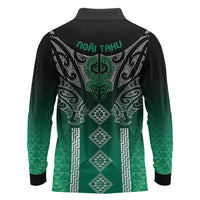 Aotearoa Maori Iwi Heritage Long Sleeve Polo Shirt Ngai Tahu Pounamu Green LT7 - Polynesian Pride