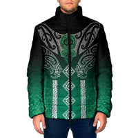 Aotearoa Maori Iwi Heritage Padded Jacket Ngai Tahu Pounamu Green LT7 Men Jade Green - Polynesian Pride