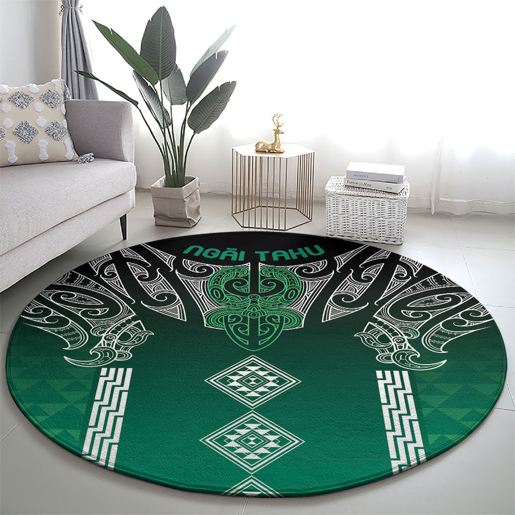 Aotearoa Maori Iwi Heritage Round Carpet Ngai Tahu Pounamu Green LT7 - Polynesian Pride