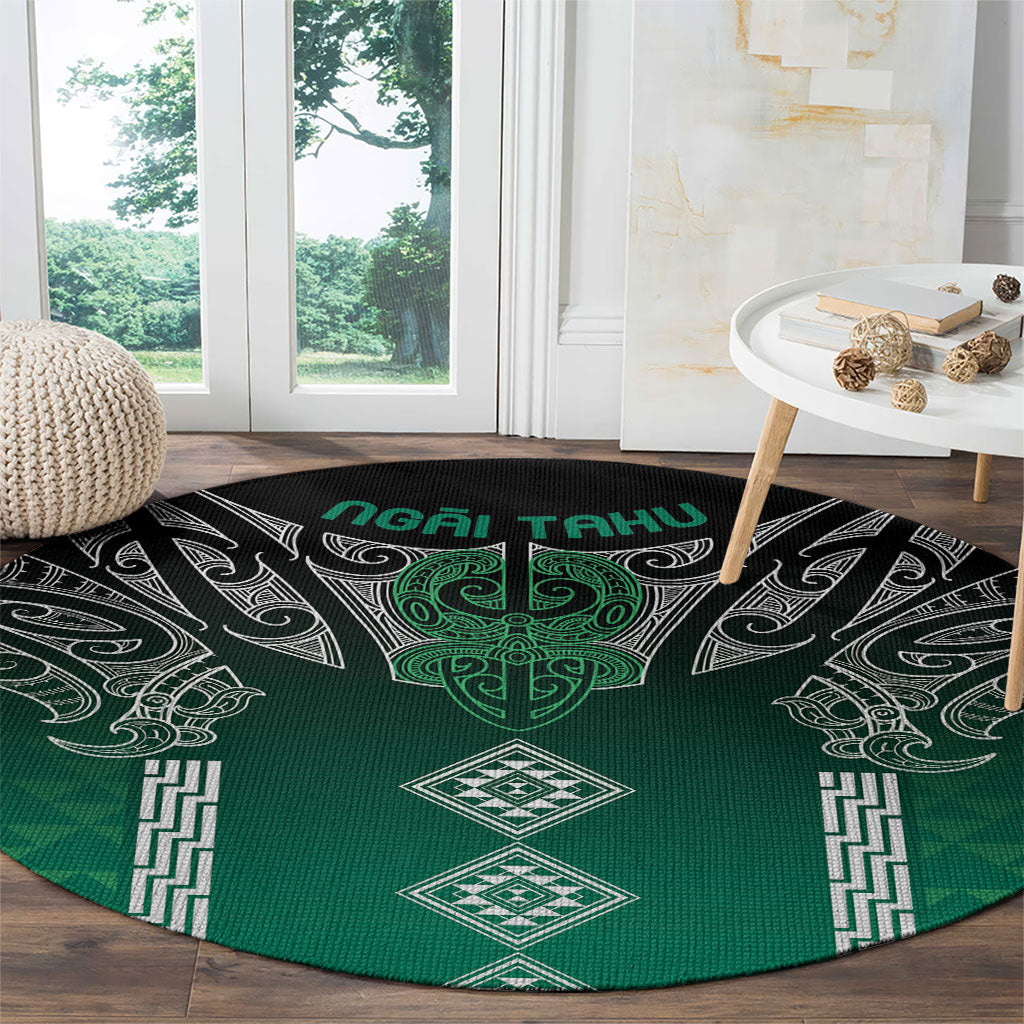 Aotearoa Maori Iwi Heritage Round Carpet Ngai Tahu Pounamu Green LT7 - Polynesian Pride