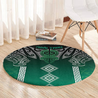 Aotearoa Maori Iwi Heritage Round Carpet Ngai Tahu Pounamu Green LT7 - Polynesian Pride