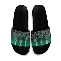 Aotearoa Maori Iwi Heritage Slide Sandals Ngai Tahu Pounamu Green LT7 Jade Green - Polynesian Pride
