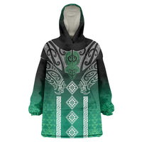 Aotearoa Maori Iwi Heritage Wearable Blanket Hoodie Ngai Tahu Pounamu Green LT7 One Size Jade Green - Polynesian Pride