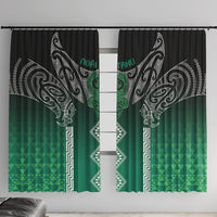 Aotearoa Maori Iwi Heritage Window Curtain Ngai Tahu Pounamu Green LT7 With Hooks Jade Green - Polynesian Pride