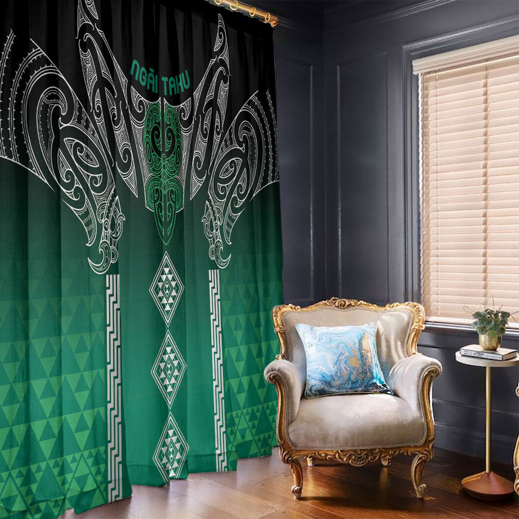 Aotearoa Maori Iwi Heritage Window Curtain Ngai Tahu Pounamu Green LT7 - Polynesian Pride