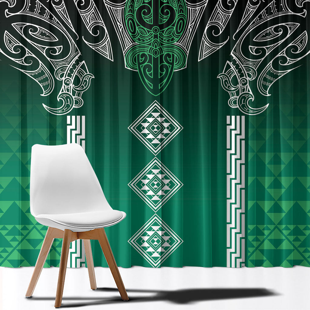 Aotearoa Maori Iwi Heritage Window Curtain Ngai Tahu Pounamu Green LT7 - Polynesian Pride