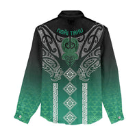 Aotearoa Maori Iwi Heritage Women Casual Shirt Ngai Tahu Pounamu Green LT7 - Polynesian Pride
