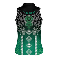 Aotearoa Maori Iwi Heritage Women Sleeveless Polo Shirt Ngai Tahu Pounamu Green LT7 - Polynesian Pride