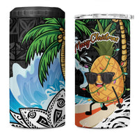 Tropical Christmas Polynesian 4 in 1 Can Cooler Tumbler Funny Surfing Pineapple LT7 One Size: 16 oz Black - Polynesian Pride