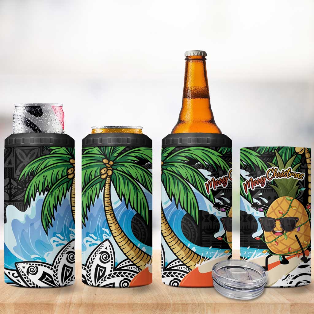 Tropical Christmas Polynesian 4 in 1 Can Cooler Tumbler Funny Surfing Pineapple LT7 - Polynesian Pride