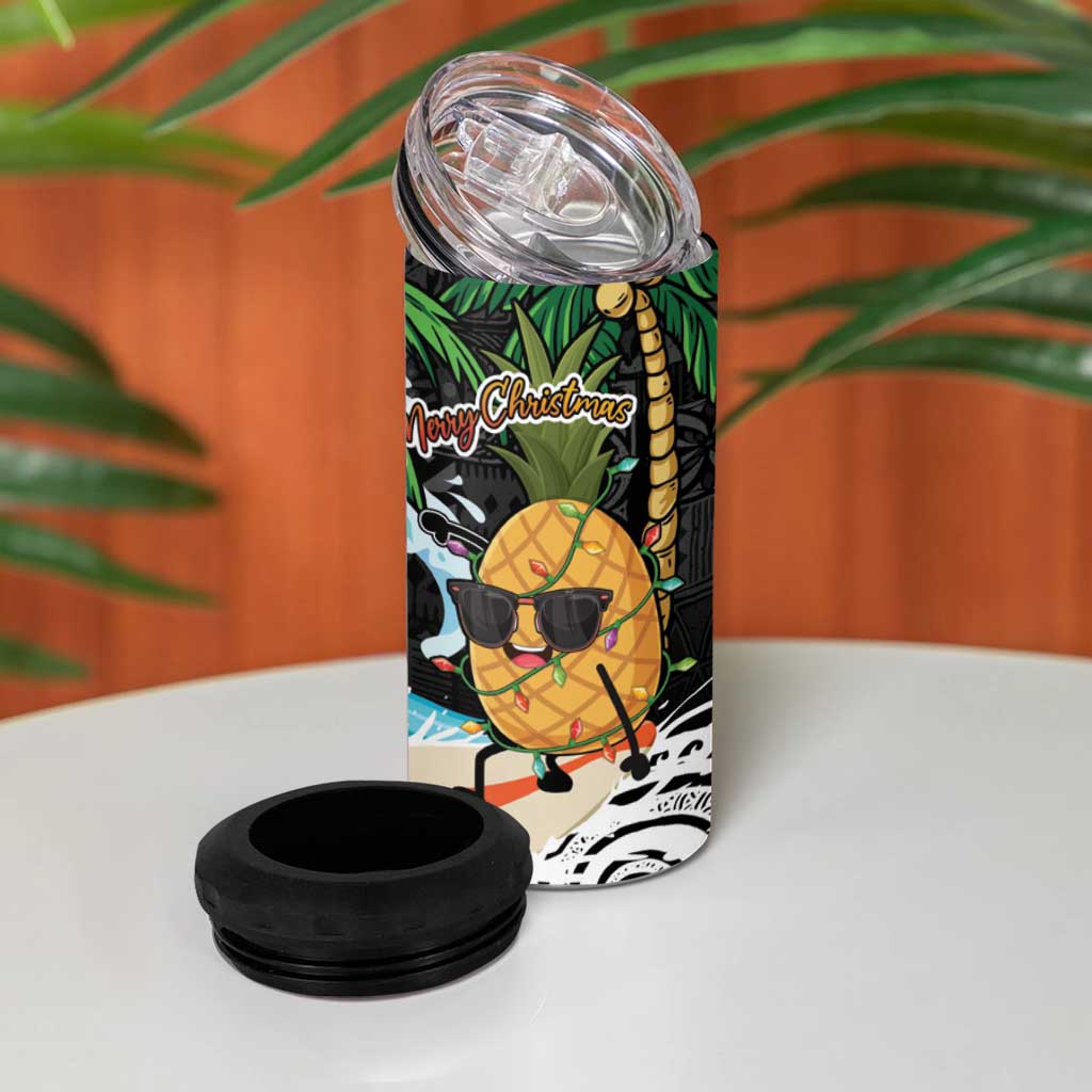 Tropical Christmas Polynesian 4 in 1 Can Cooler Tumbler Funny Surfing Pineapple LT7 - Polynesian Pride