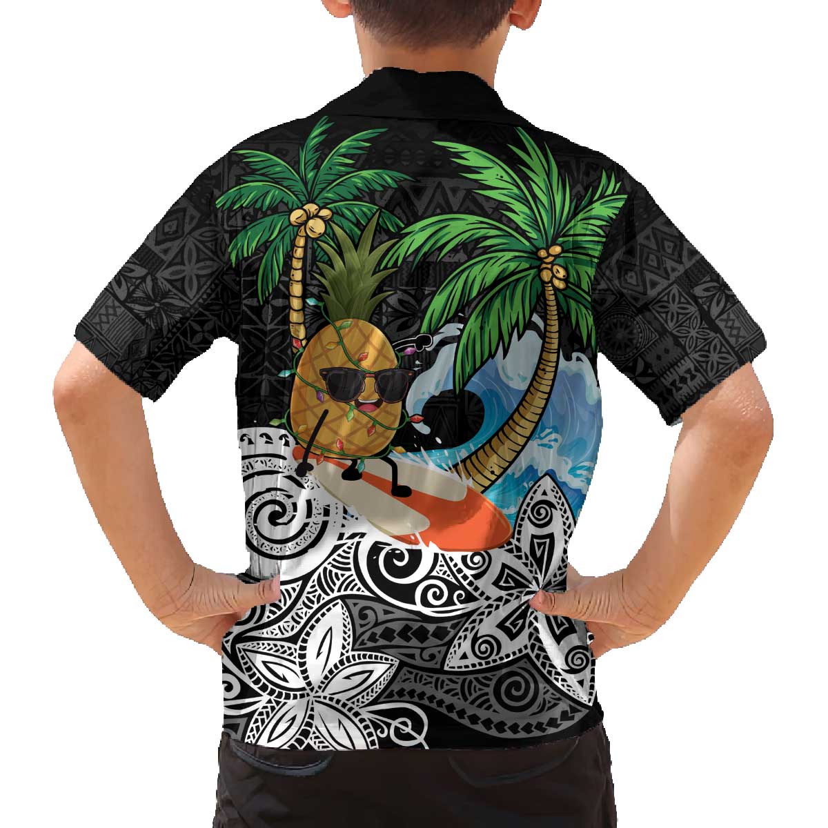 Tropical Christmas Polynesian Family Matching Off The Shoulder Long Sleeve Dress and Hawaiian Shirt Funny Surfing Pineapple LT7 - Polynesian Pride