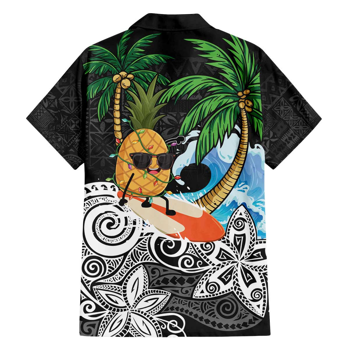 Tropical Christmas Polynesian Family Matching Off The Shoulder Long Sleeve Dress and Hawaiian Shirt Funny Surfing Pineapple LT7 - Polynesian Pride