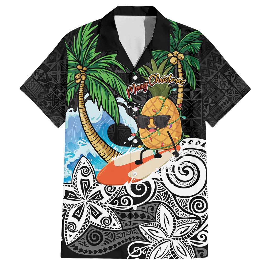 Tropical Christmas Polynesian Family Matching Off Shoulder Maxi Dress and Hawaiian Shirt Funny Surfing Pineapple