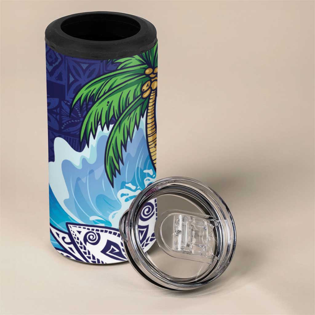Tropical Christmas Polynesian 4 in 1 Can Cooler Tumbler Funny Surfing Pineapple Blue LT7 - Polynesian Pride