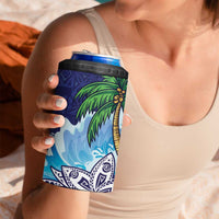 Tropical Christmas Polynesian 4 in 1 Can Cooler Tumbler Funny Surfing Pineapple Blue LT7 - Polynesian Pride