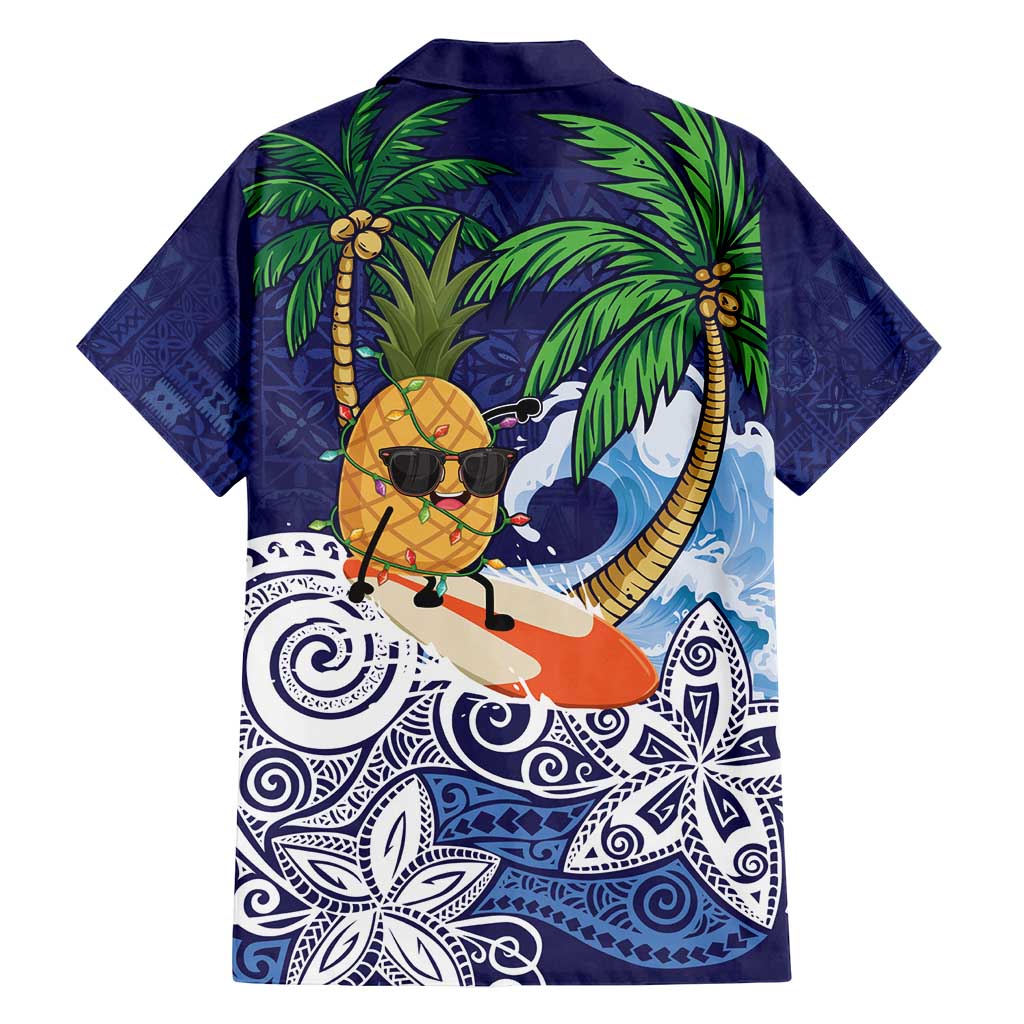 Tropical Christmas Polynesian Family Matching Tank Maxi Dress and Hawaiian Shirt Funny Surfing Pineapple Blue LT7 - Polynesian Pride