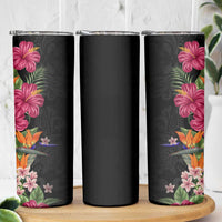 Hawaii Flowers Tribal Pattern Skinny Tumbler