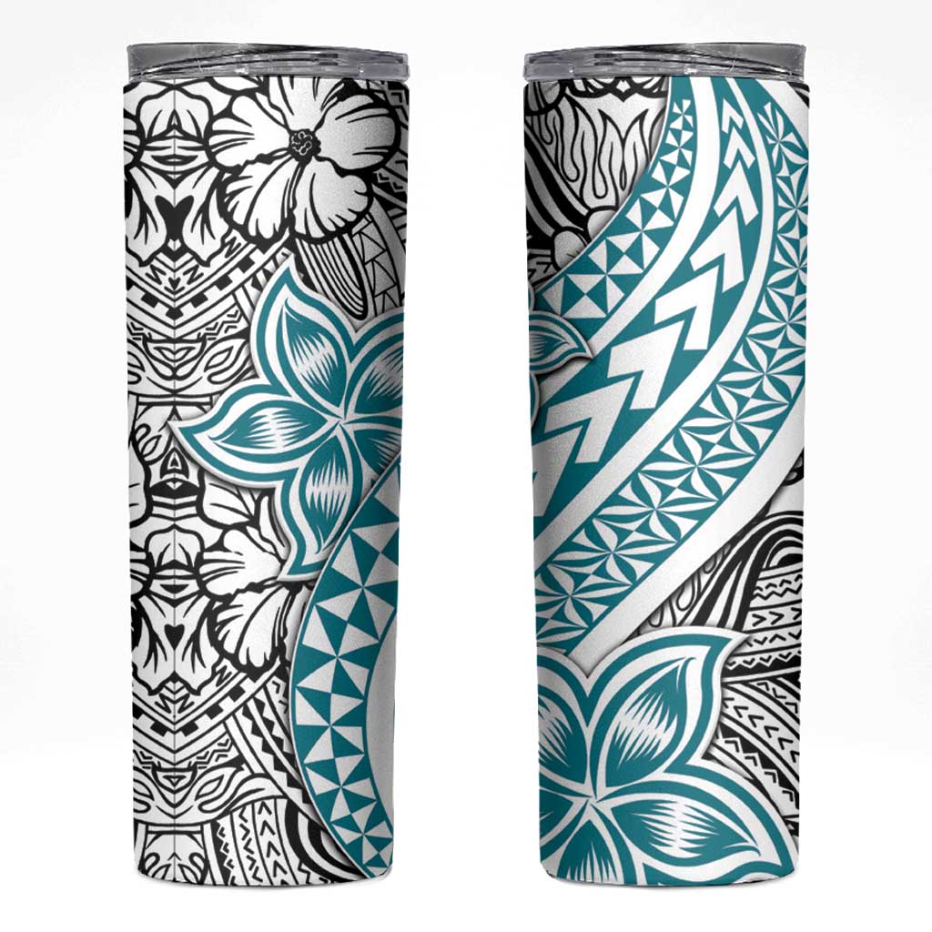 Turquoise Traditional Polynesian Tribal Tattoo Retro Skinny Tumbler LT9 Teal - Polynesian Pride