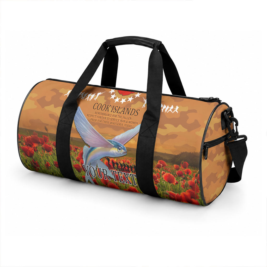 Cook Islands ANZAC Day Personalised Duffle Bag with Poppy Field LT9 - Polynesian Pride
