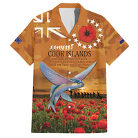 Cook Islands ANZAC Day Personalised Family Matching Off Shoulder Maxi Dress and Hawaiian Shirt with Poppy Field LT9 Dad's Shirt - Short Sleeve Art - Polynesian Pride