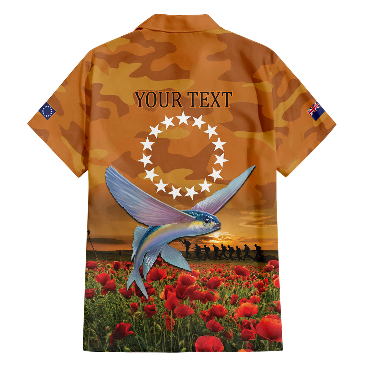 Cook Islands ANZAC Day Personalised Family Matching Short Sleeve Bodycon Dress and Hawaiian Shirt with Poppy Field LT9 - Polynesian Pride