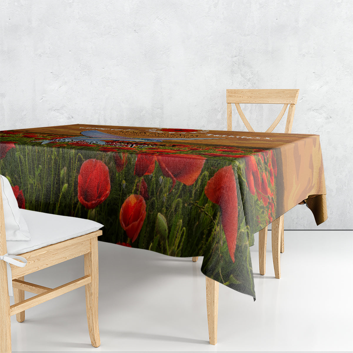Cook Islands ANZAC Day Personalised Tablecloth with Poppy Field LT9 - Polynesian Pride